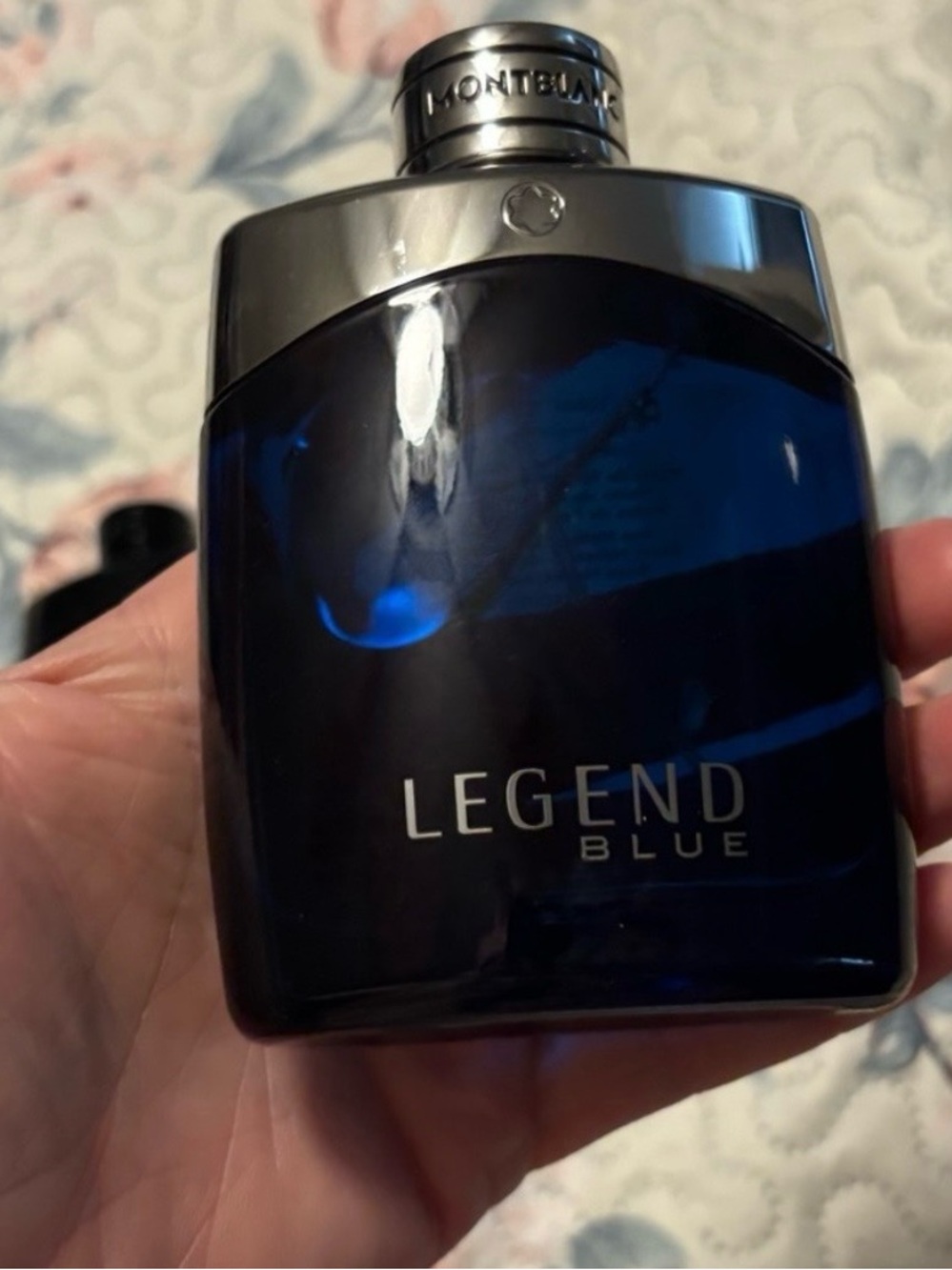 Montblanc Blue Glass Fragrance Bottle with Silver Accent
